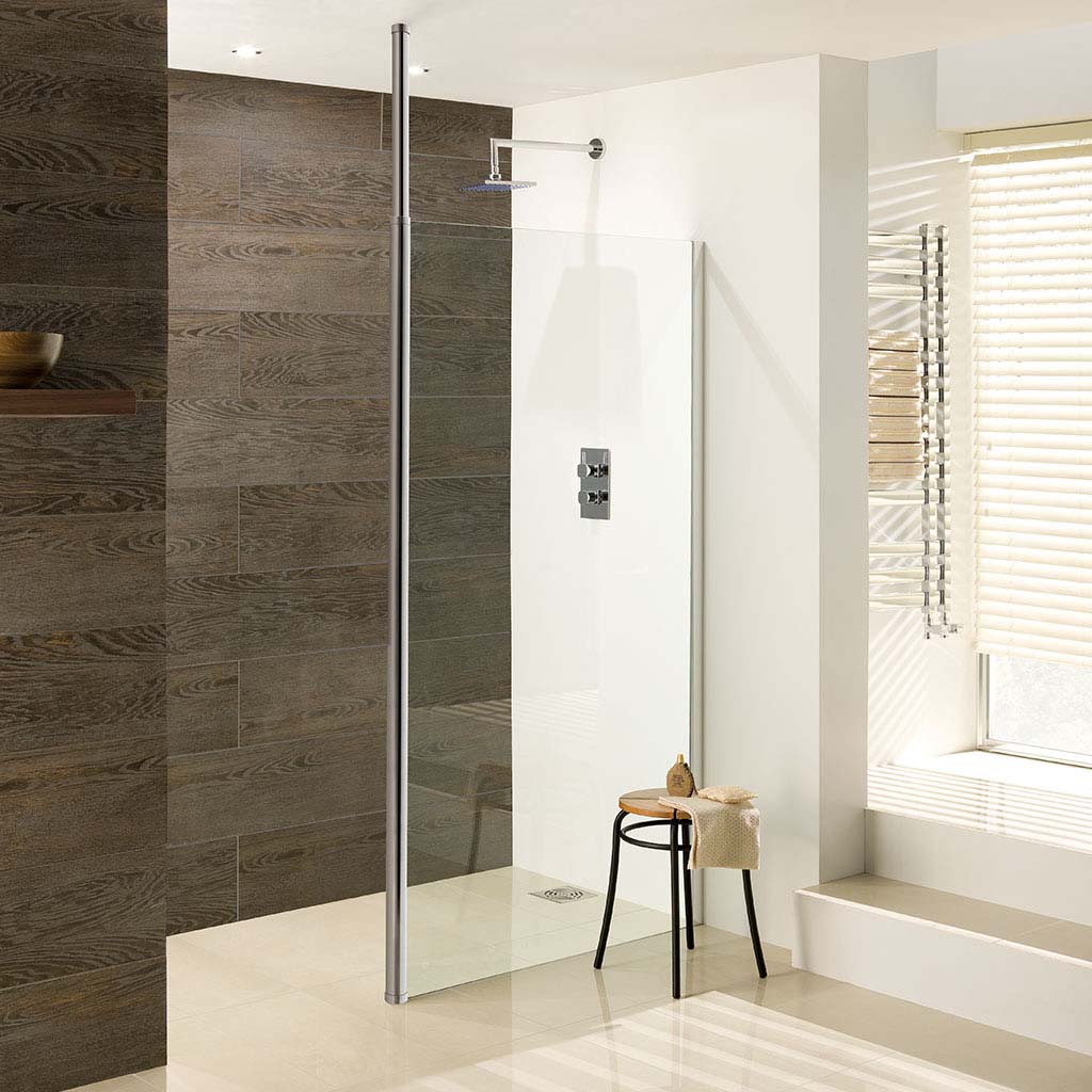 Eastbrook Valliant Round Pole Walk-In Shower Enclosure - 8mm Glass, Silver Chrome