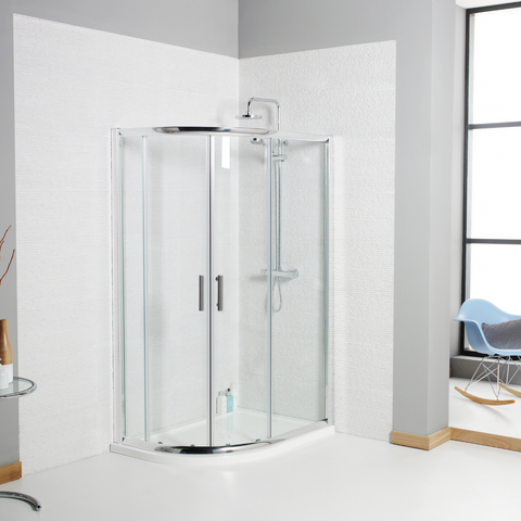 Kartell UK Purity Storm Gray Gloss Shower Enclosures with Vanity - Koncept Offset Quadrant Shower Enclosure