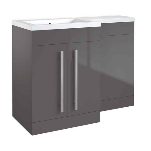 Kartell UK Matrix Storm Grey Gloss Bathroom Suite with Vanity Unit and Luxe Bath