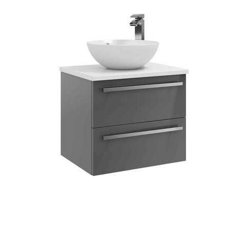 Kartell UK Purity Storm Grey Gloss 600mm Wall Mounted 2 Drawer Unit