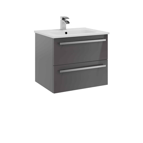 Kartell UK Purity Storm Gray Gloss Shower Bath Suites with Vanity Unit and Refine Duo Bath