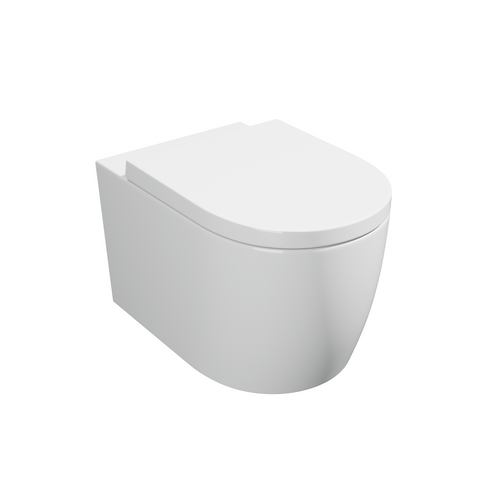 Kartell UK Genoa Round Wall Hung Rimless WC Pan with Premium Soft Close Seat