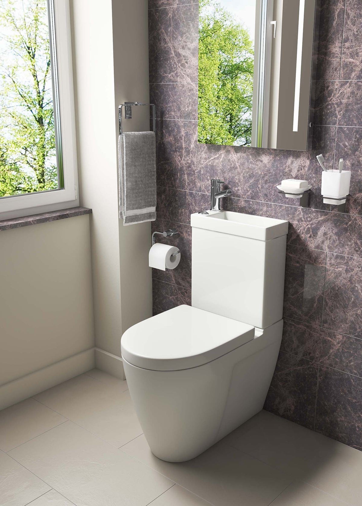 Kartell UK Combi 2-in-1 WC and Right-Handed Basin Toilet and Basin Suite