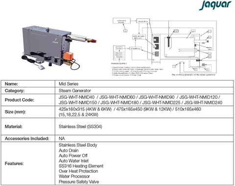 Jaquar Steam Generator 4KW/6KW