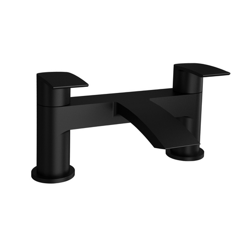 Kartell UK Black Nero Curve Mono Basin Mixer with Click Waste and Bath Filler