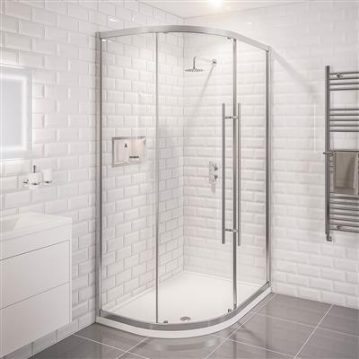 Eastbrook Vantage 2000 Easy Clean Offset Quadrant Shower Enclosure - Silver Chrome (Size 900mm-1000mm)