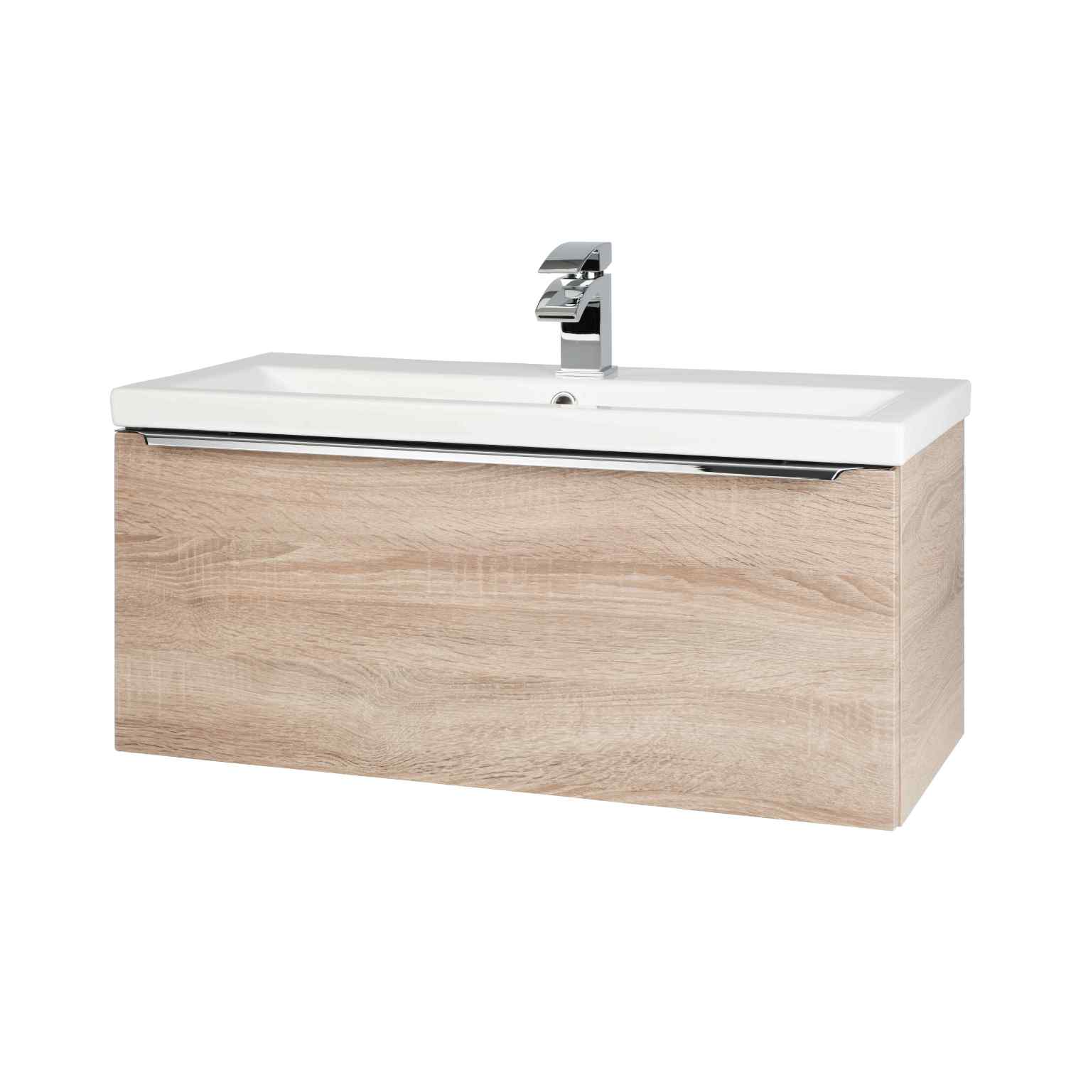 Kartell UK Kore Sonoma Oak Bathroom Suite with Vanity Unit - Coast Freestanding Bath