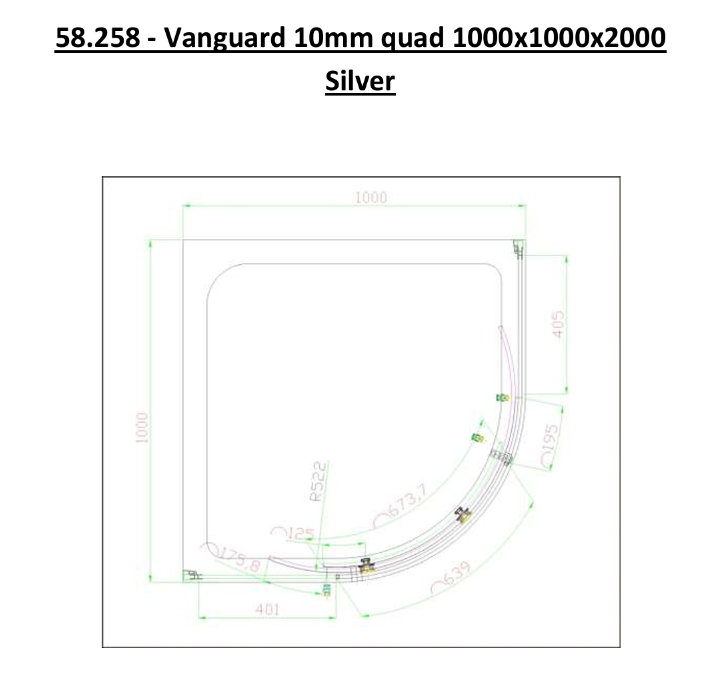 Eastbrook Vanguard Quad Shower Enclosure, Silver Chrome Finish