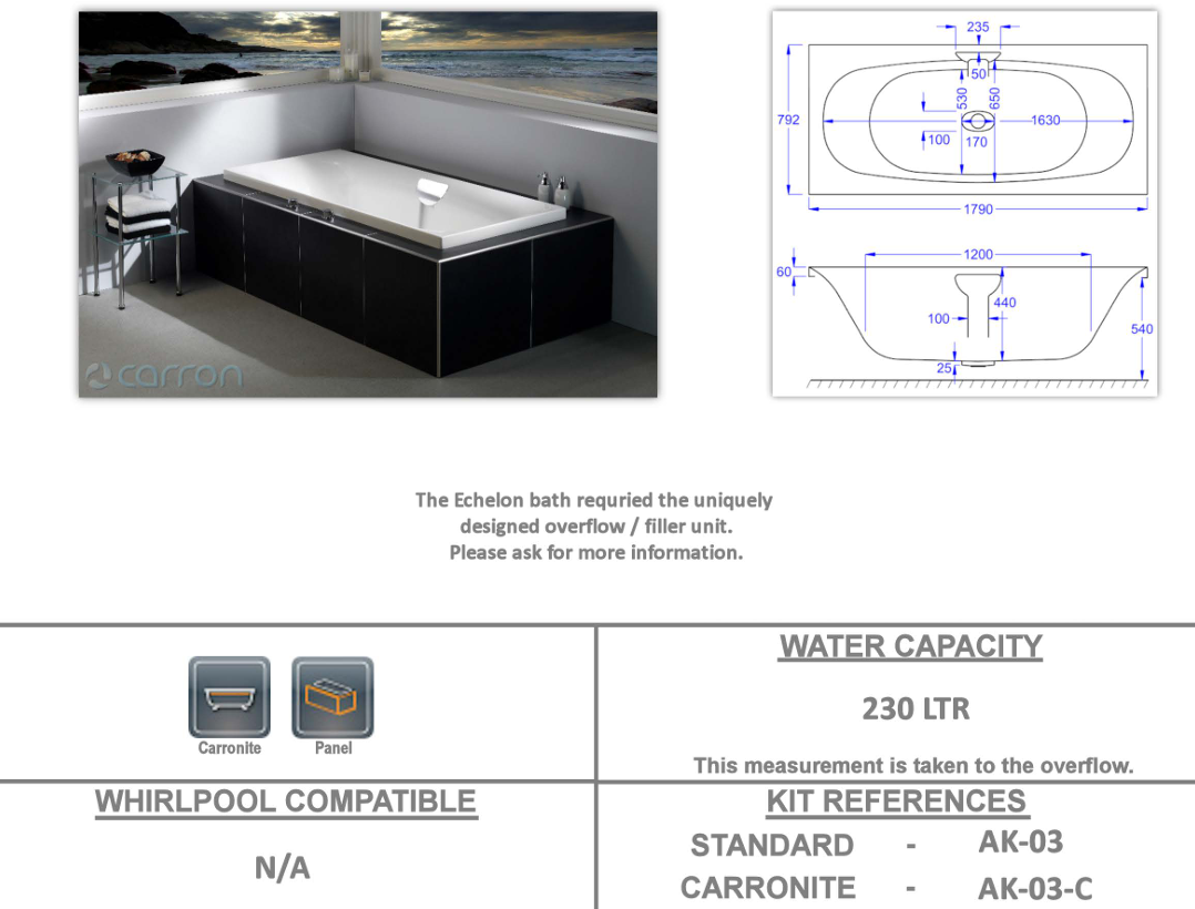 Eastbrook Echelon Straight Bath with Filler