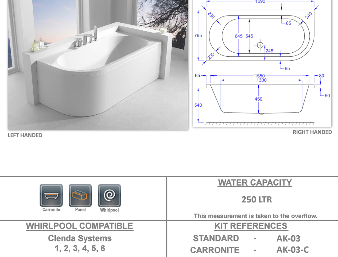 Eastbrook Status White Straight Bath