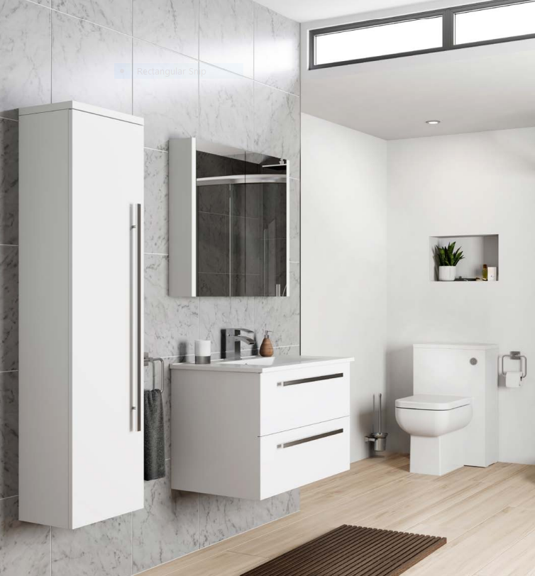 Kartell UK Purity White Gloss Shower Bath Suites With Vanity Unit and Refine Duo Bath