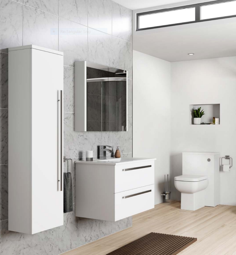 Purity White Gloss Bathroom Suite: Vanity Unit with Basin and Toilet - Best Selection