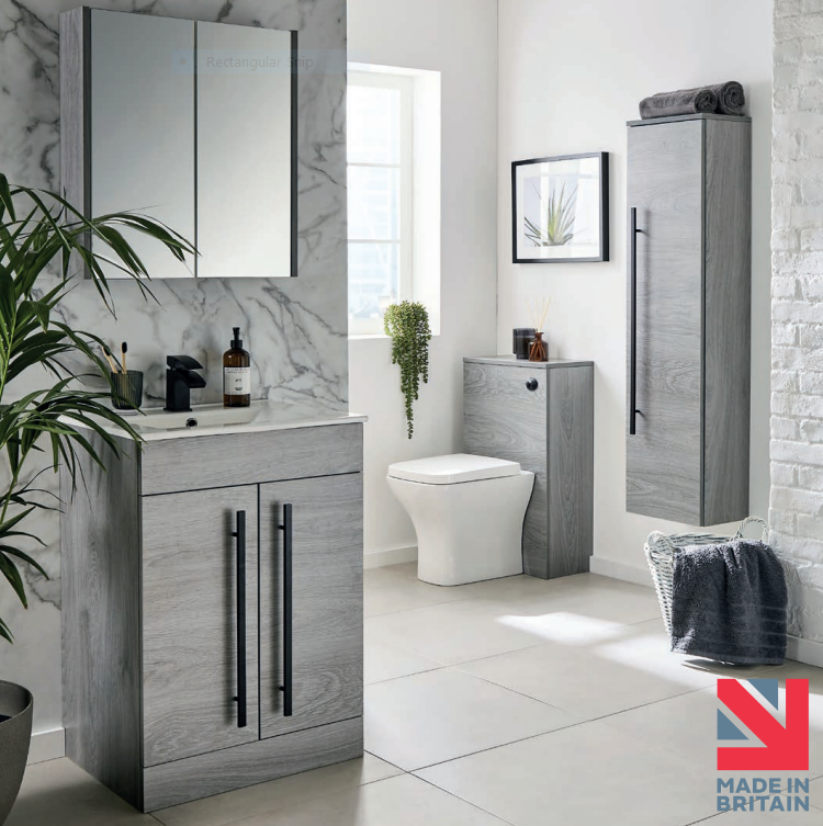 Kartell UK Purity Silver Oak Shower Bath Suites With Vanity Unit and Refine Duo Bath