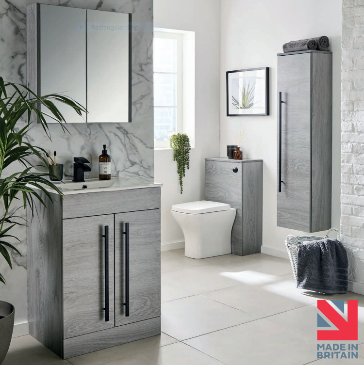 Purity Silver Oak Toilet & Basin Suite with Vanity Unit - Stylish Space-Saving Solution