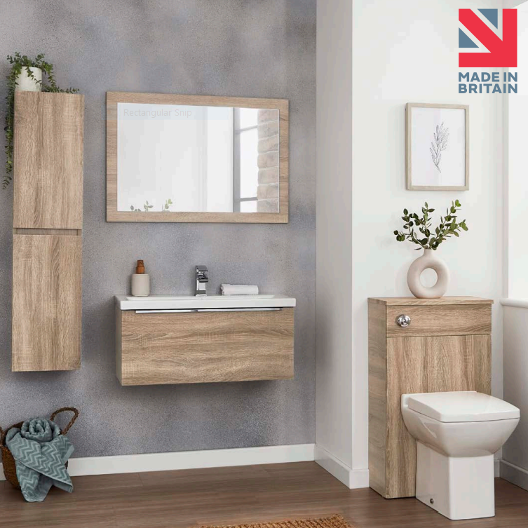 Kartell UK Kore Sonoma Oak Bathroom Suite with Vanity Unit - Coast Freestanding Bath