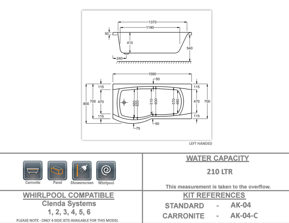 Eastbrook Delta Offset Shower Baths