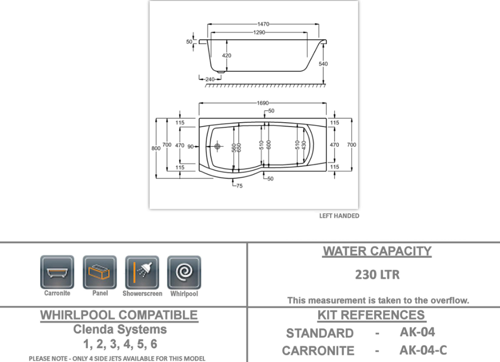 Eastbrook Delta Offset Shower Baths