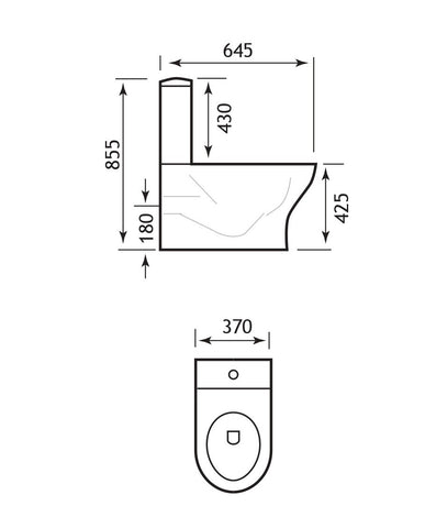 Northall Close Coupled Back To Wall WC Pan with Fixings - White