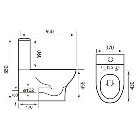 Northall High Level Close Coupled Back To Wall WC Pan with Fixings - White