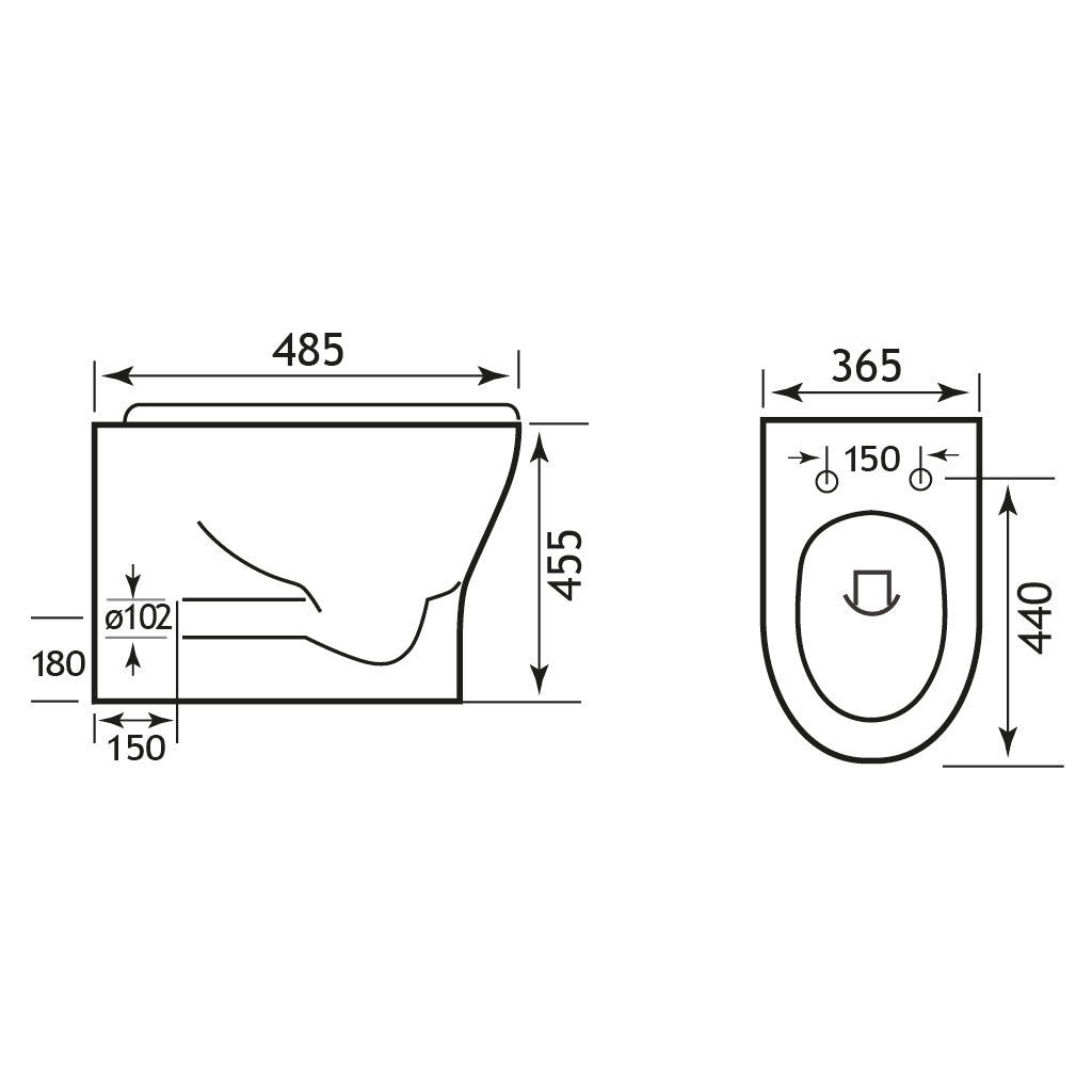 Northall High Level Back To Wall WC Pan with Fixings - White