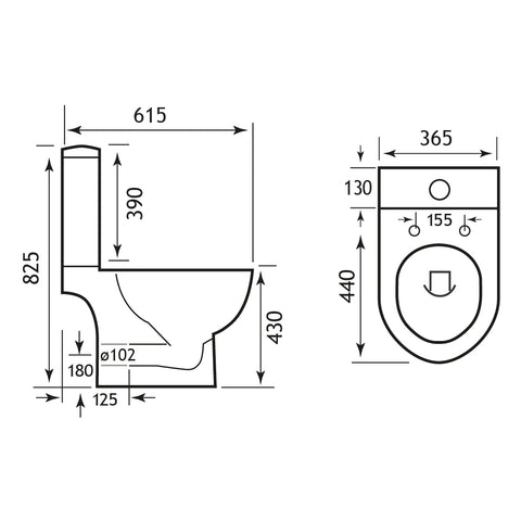 Eastbrook Farringdon Close Coupled Rimless WC Pan with Soft Close Seat - White