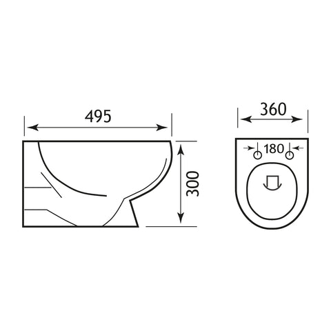 Eastbrook Farringdon Rimless Wall Hung WC Pan with Fixings - White