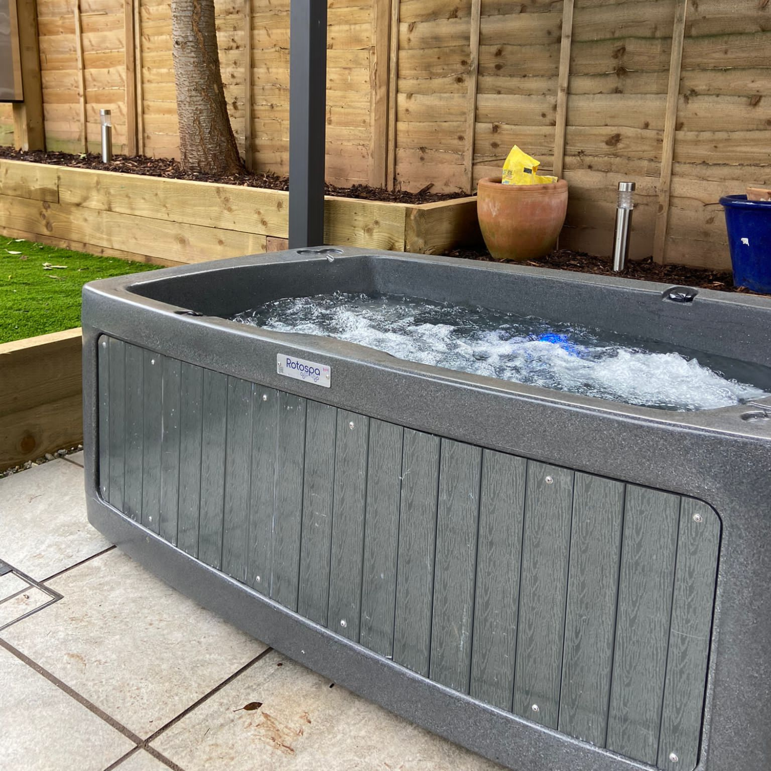 small hot tub dark grey