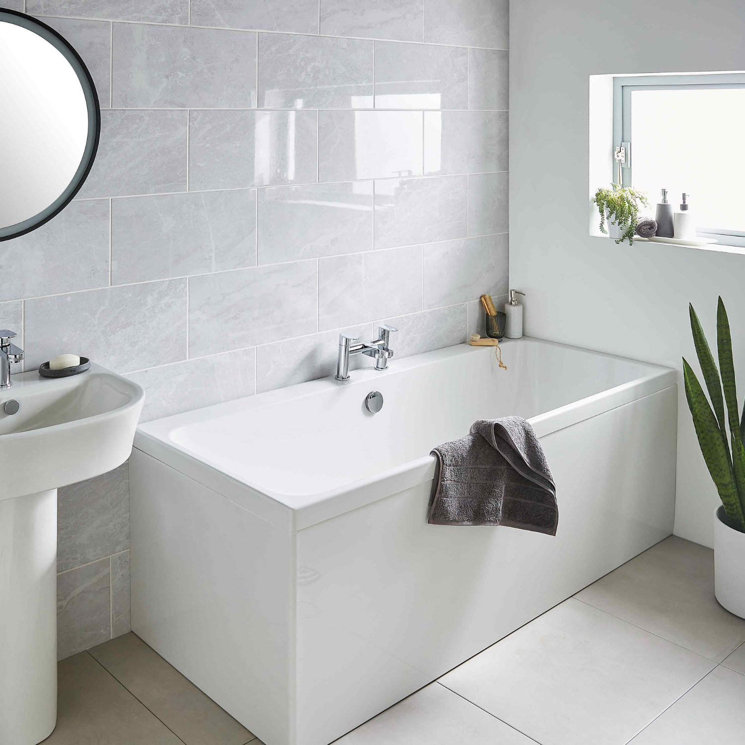 Kartell UK Trim White Bathroom Suite with Vanity and Refine Duo Bath