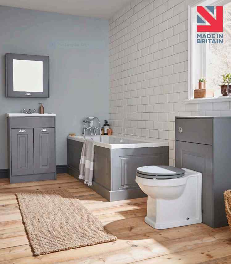 Kartell UK Astley Matt Grey Shower Bath Suite with Vanity Unit and G4k Bath