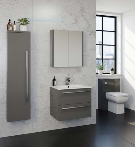 Kartell UK Purity Storm Gray Gloss Shower Bath Suites With Vanity Unit and Astlea Duo Bath