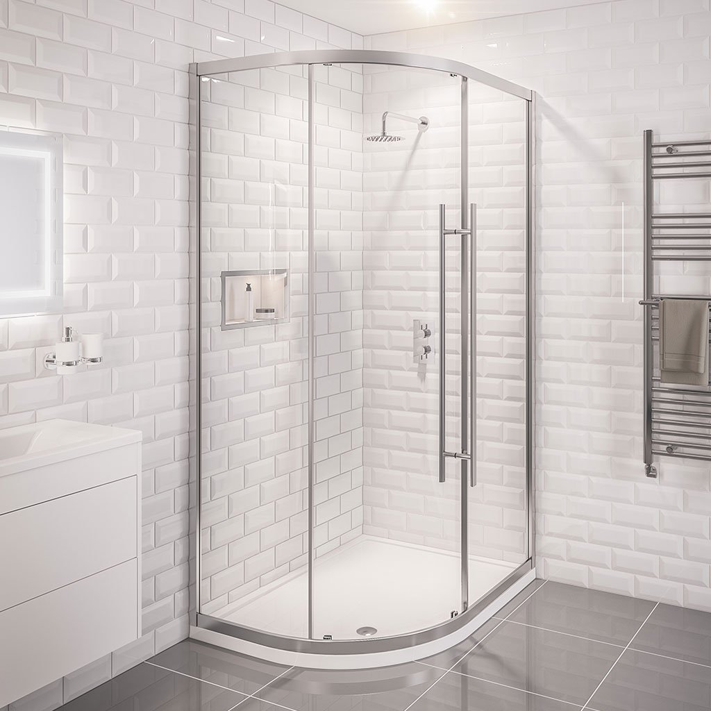 Eastbrook Vantage 2000 Offset Quad Shower Enclosure, Silver Chrome (Size 1300mm-1400mm)