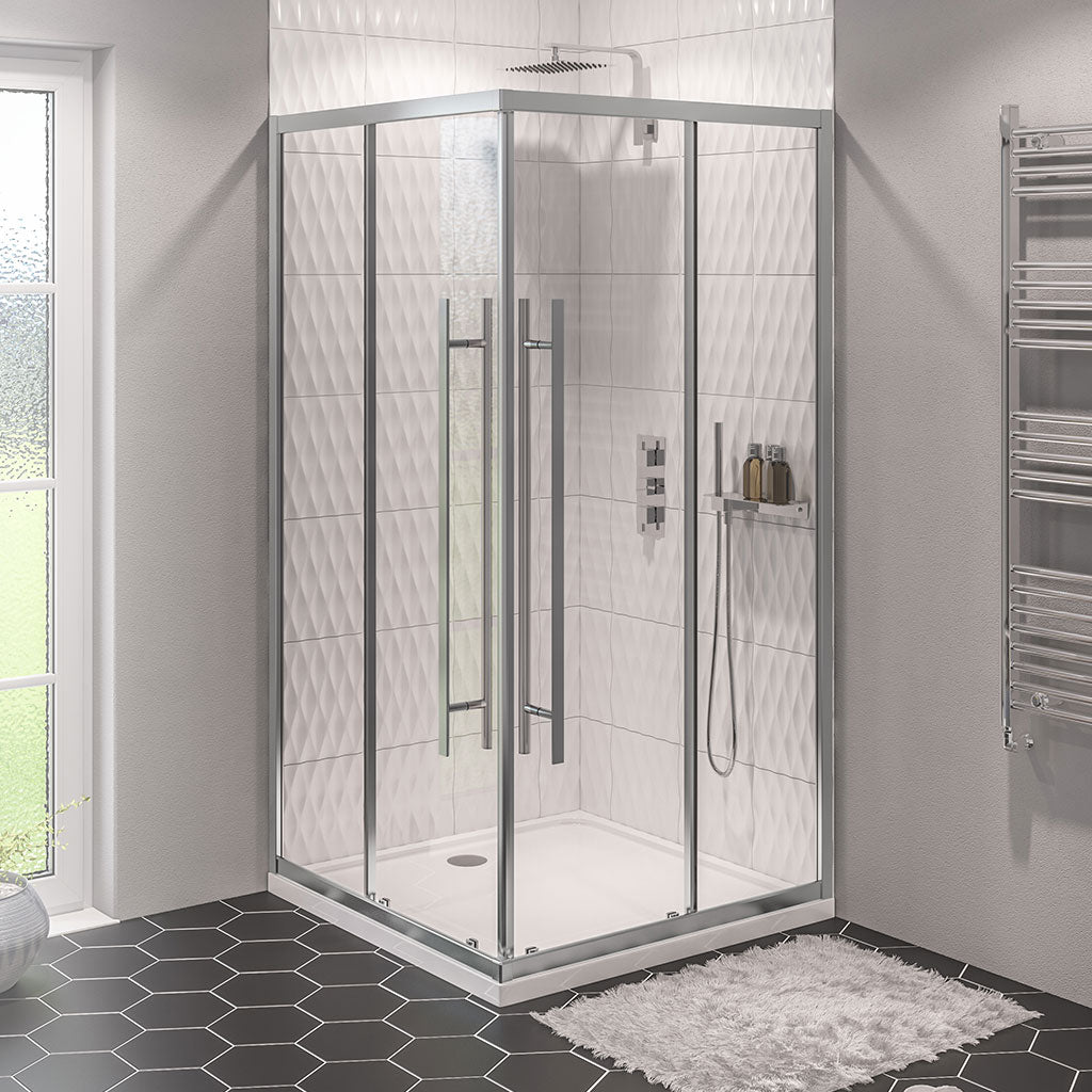 Eastbrook Vantage 2000 Easy Clean Offset Corner Entry Shower Enclosures, Silver Chrome