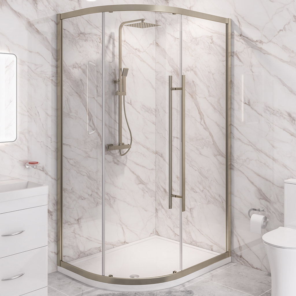 Eastbrook Vantage 2000 Easy Clean Offset Quadrant Shower Enclosure - Brushed Brass (Size 900mm-1000mm)