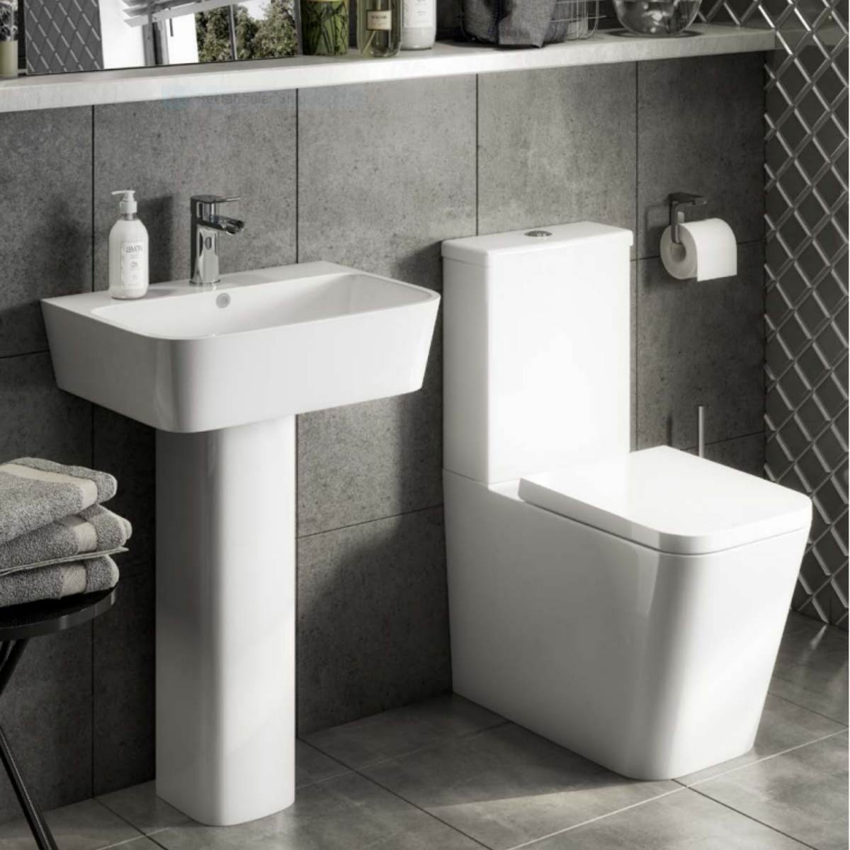 Kartell UK Genoa Square Toilet And Basin Suit Without Vanity