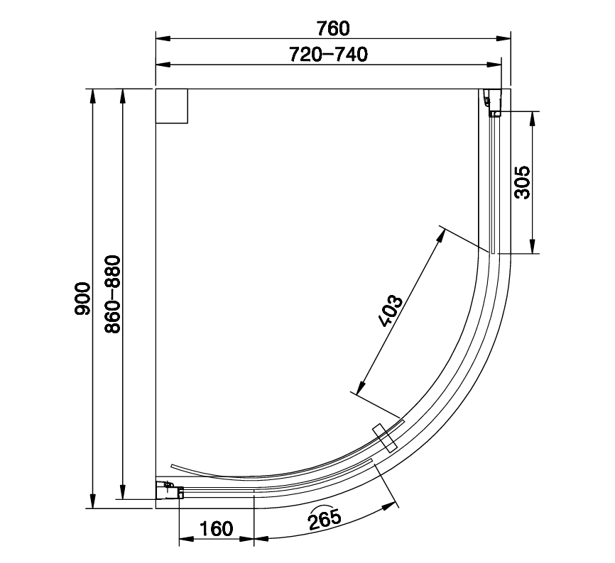 Eastbrook Vantage 2000 Easy Clean Offset Quadrant Shower Enclosure - Brushed Brass (Size 900mm-1000mm)