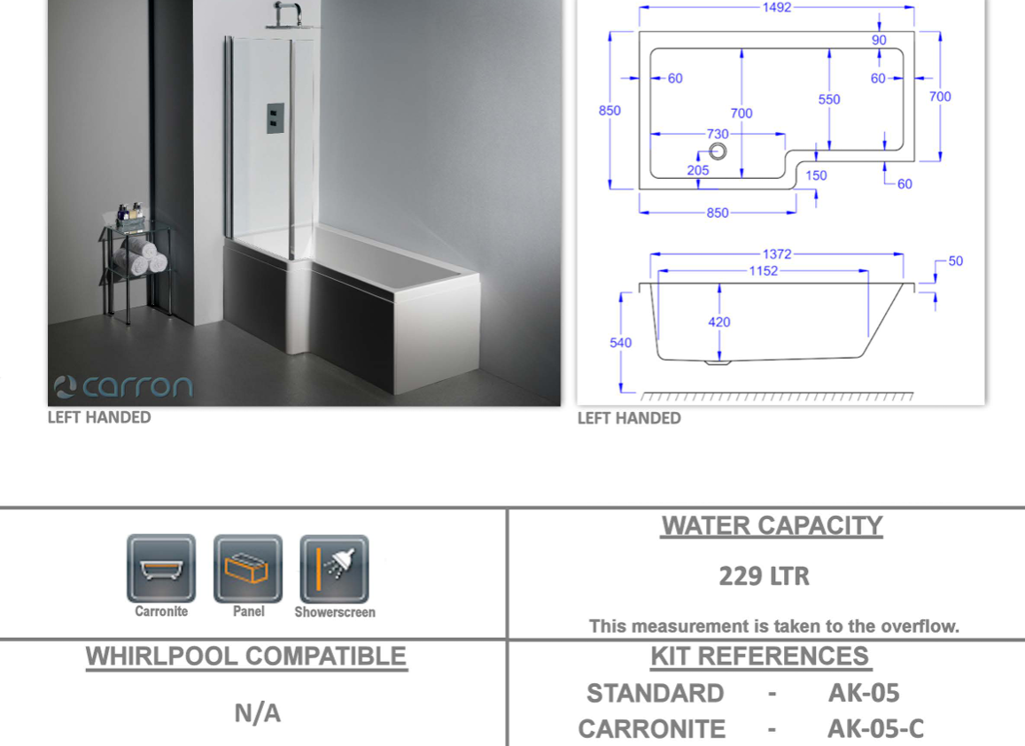 Eastbrook Quantum White Showerbath