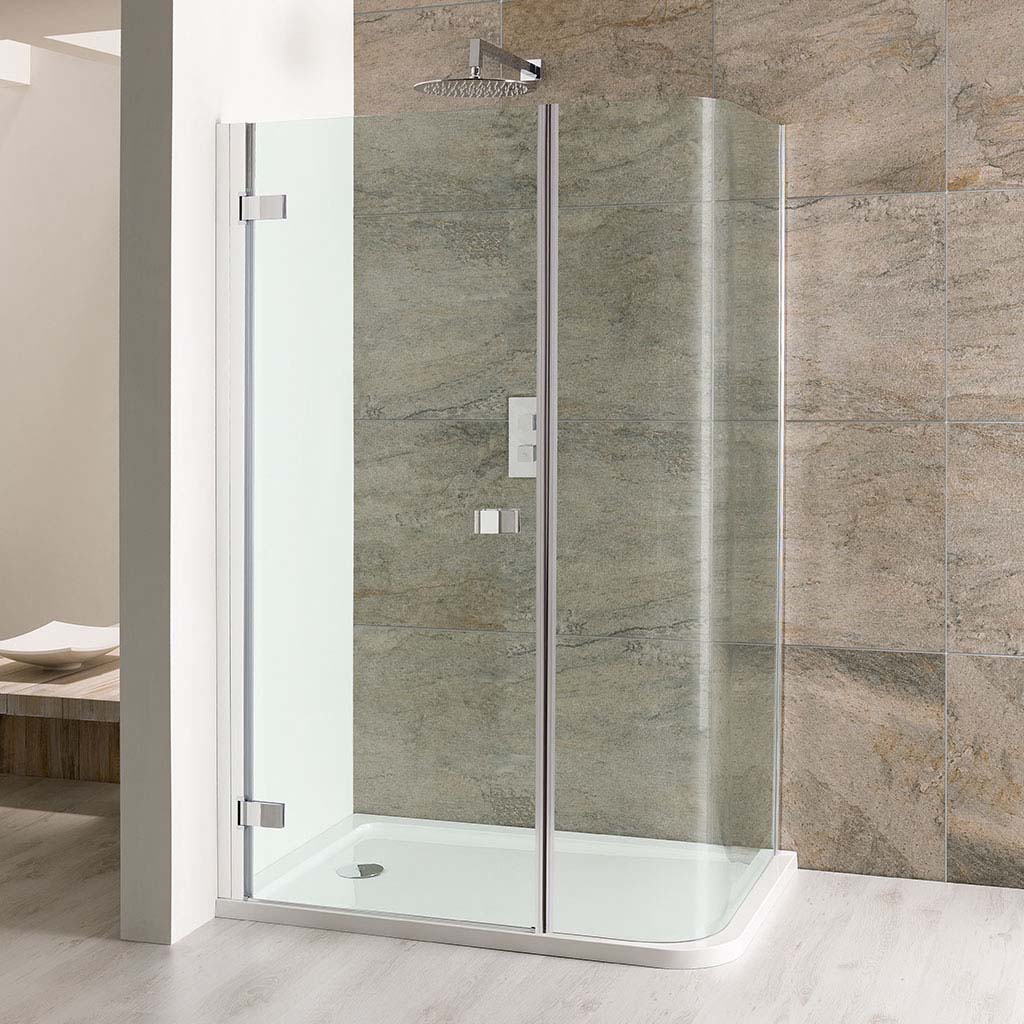 Eastbrook Volente Curved Corner Walkin Shower Enclosure - Silver Chrome