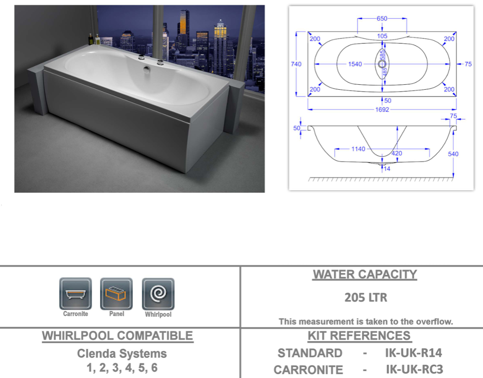 Eastbrook Echelon C/nite Straight Bath