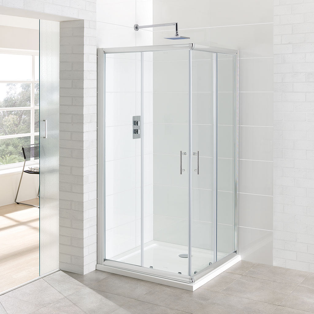 Eastbrook Vantage Easy Clean Corner Entry Walkin Shower Enclosure - Silver Chrome