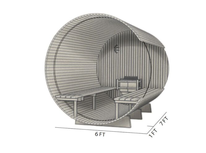 Fonteyn 6 Person Barrel Sauna 7+1 ft. | Rustic