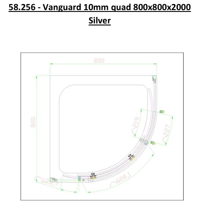 Eastbrook Vanguard Quad Shower Enclosure, Silver Chrome Finish