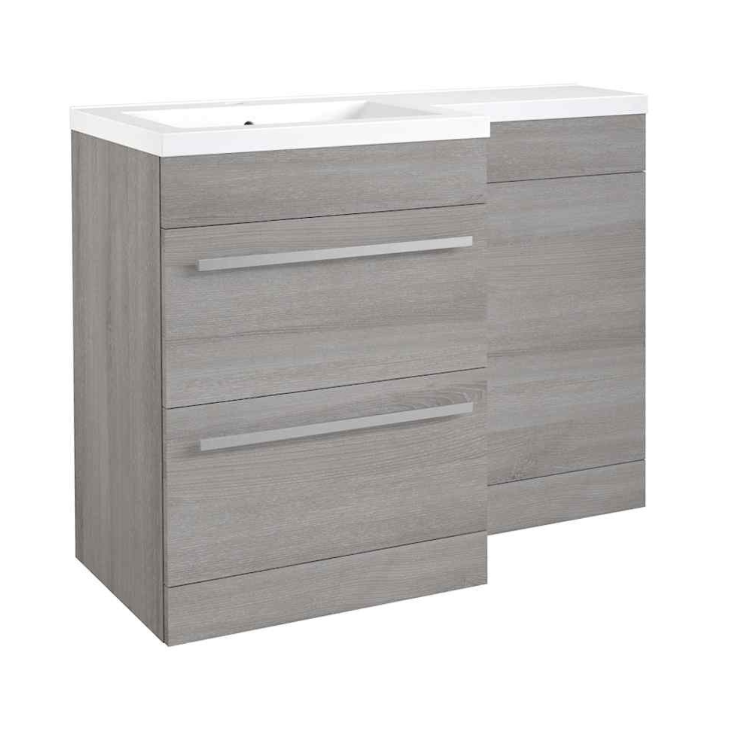 Kartell UK Matrix Silver Oak Bathroom Suite with Vanity Unit and Spirit Bath