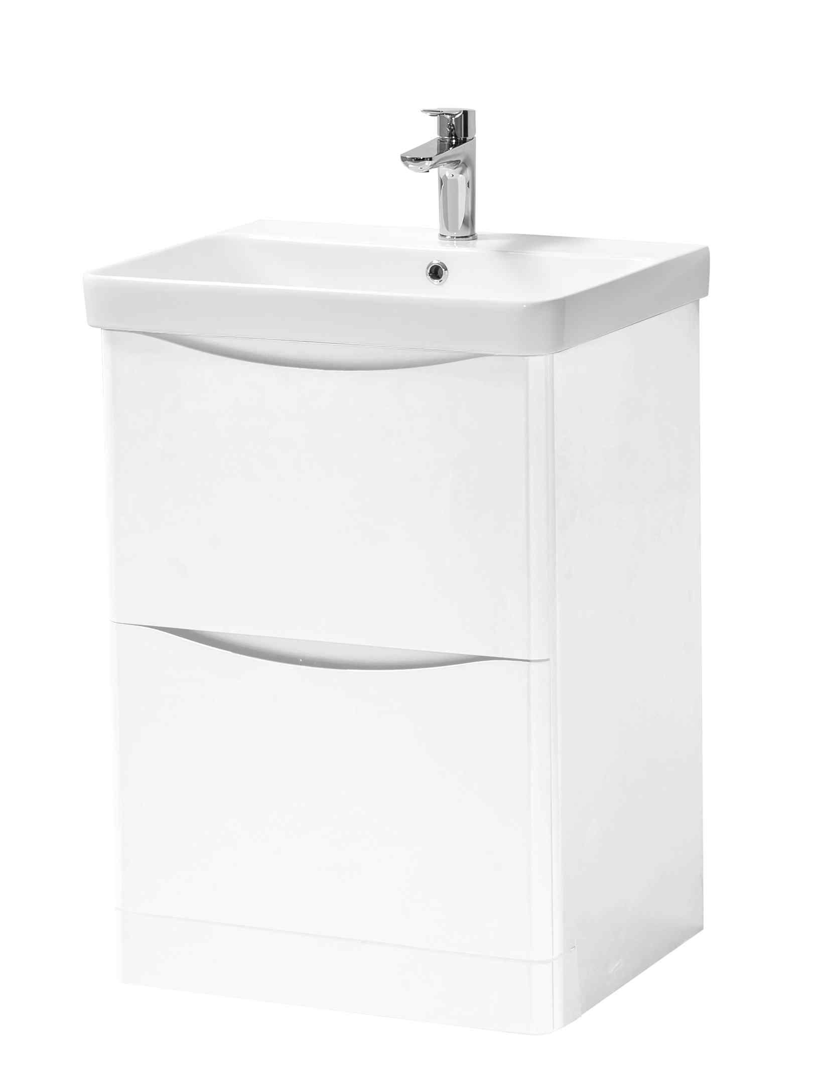 Floor Standing Basin Arc White Gloss 2-drawer