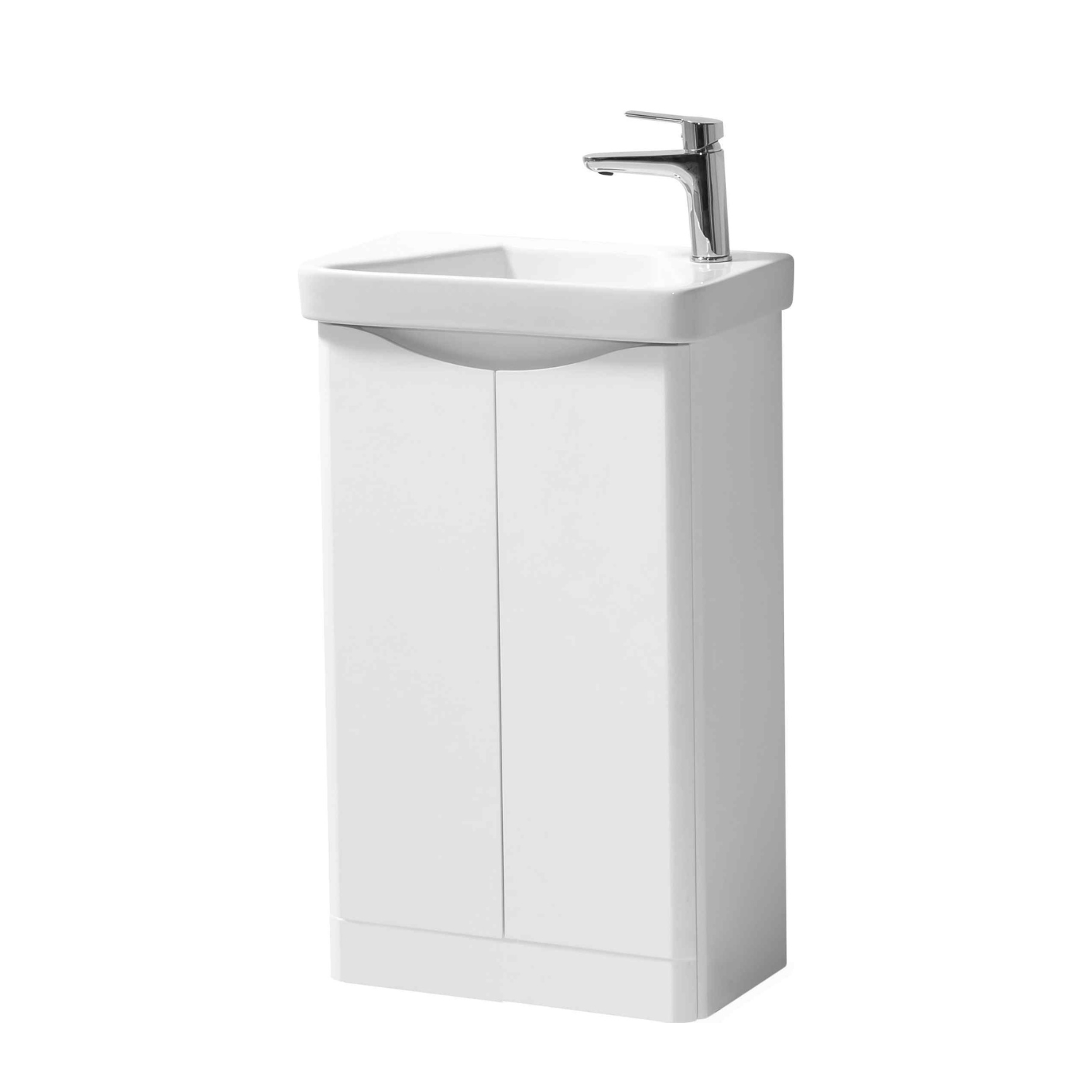 Kartell UK Arc White Gloss 2 Door Floor Standing Cloakroom Vanity Unit