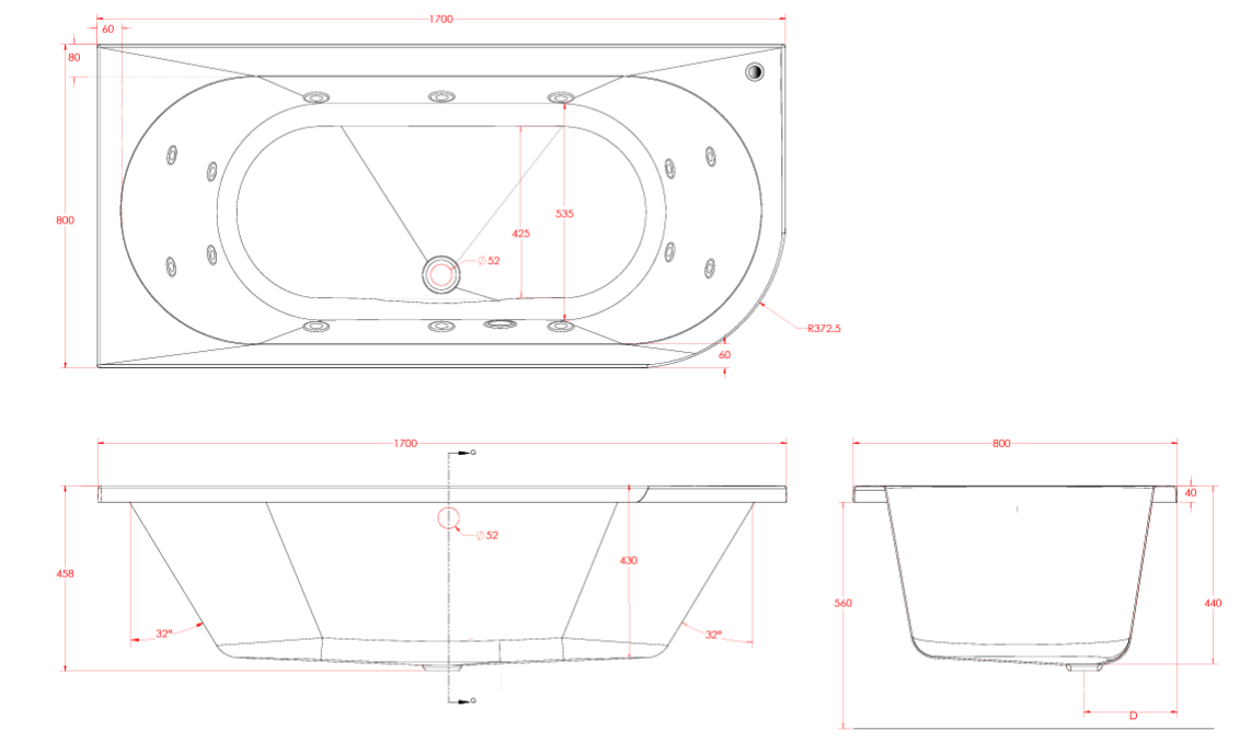 Eastbrook White Beauforte Biscay 6-Jet Whirlpool