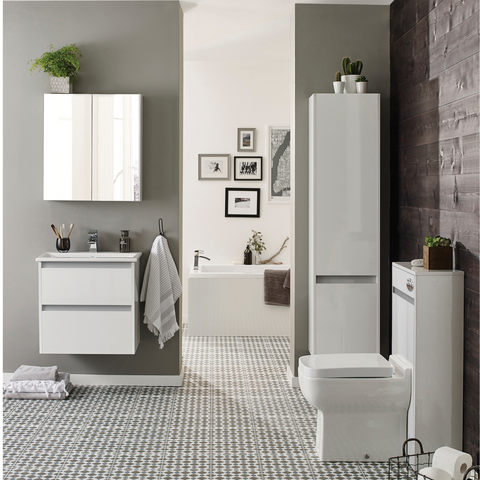 Modern City White Gloss Toilet & Basin Suite with Vanity Unit – Perfect for Small Spaces