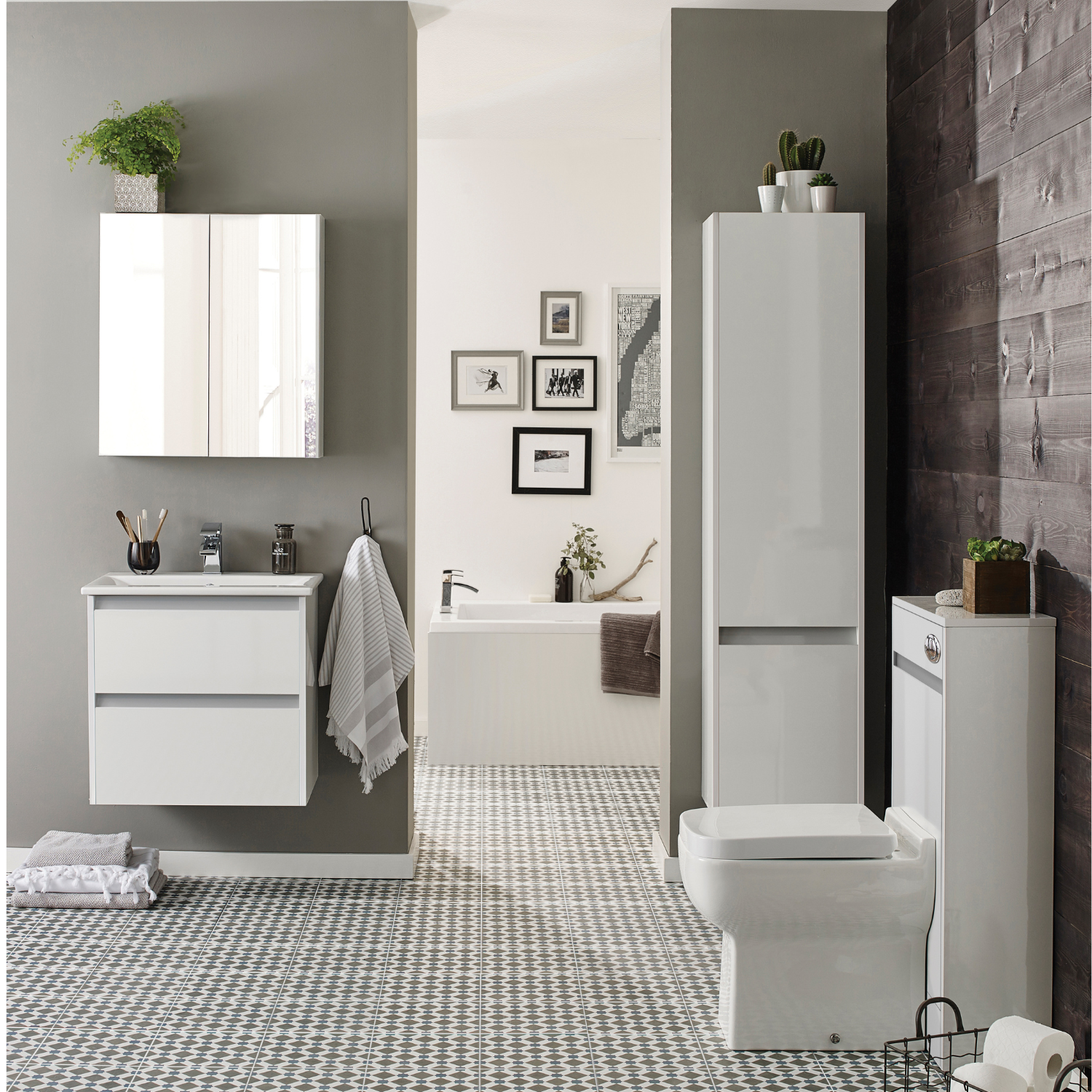 Kartell UK City - White Gloss Toilet And Basin Suite With Vanity Unit