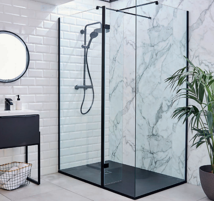 Kartell UK Kore White Gloss Shower Enclosure Suites with Vanity Unit Black - Nero Wet Room Screens