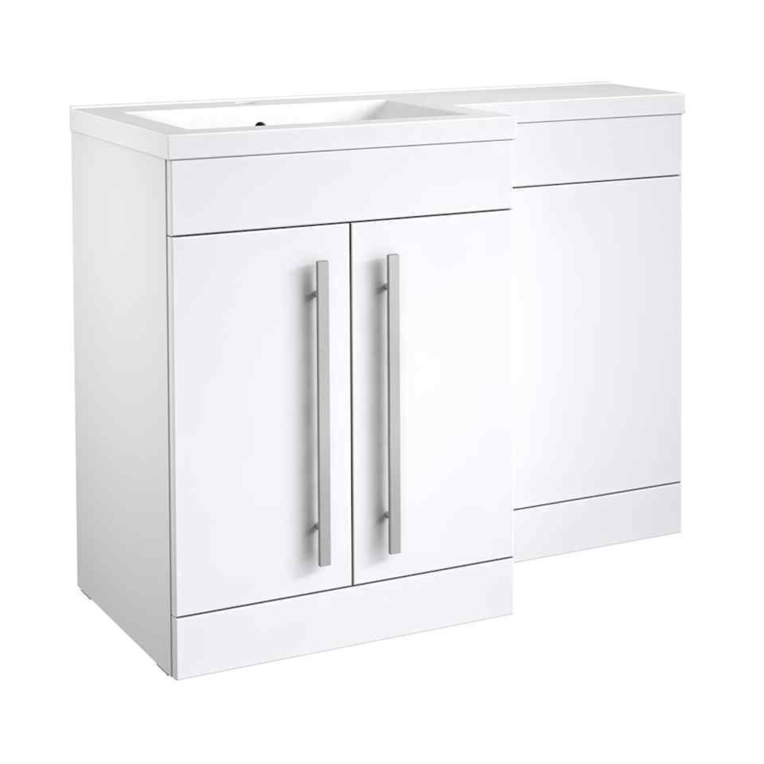 Matrix White Gloss Bathroom Suite: Vanity Unit with Basin & Toilet - Premium White Bathroom Furniture
