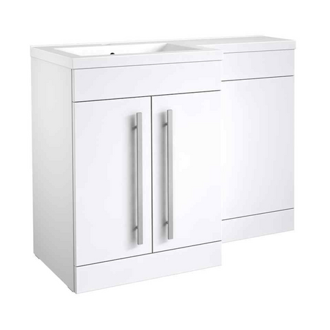 Upgrade Your Bathroom with Matrix White Gloss Toilet and Basin Vanity Unit